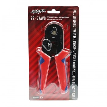 AddTools Pince à sertir pour terminaux virole - Sertissage carré - 22-7 AWG