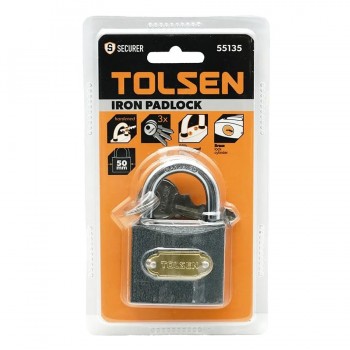 Cadenas en fer robuste TOLSEN avec 3 clés - 50 mm