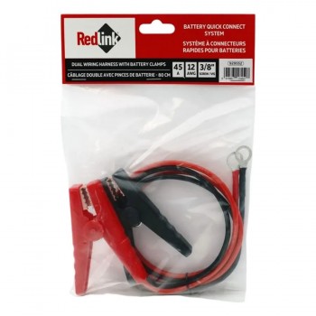 RedLink Câbles de batterie avec pinces et bornes 3/8 po - 12 AWG - 45A - 80 cm