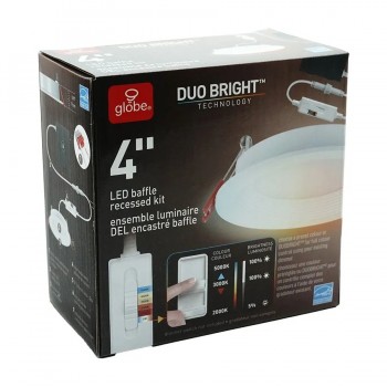 Luminaire encastré DEL GLOBE - 4 po - 9 W - TCC ajustable - Blanc
