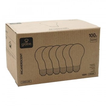 Globe Ampoule incandescente graduelle A19 - 130V - 100W - E26 - Givrée - Pqt de 6