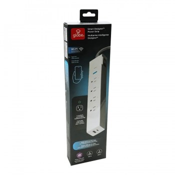 Globe Barre de surtension Wi-Fi à 4 prises et 2 ports USB/USB-C - 300 J - Blanc