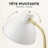 Lampe de bureau GLOBE Willow à tête pivotante - 38,1 cm - Blanc et or