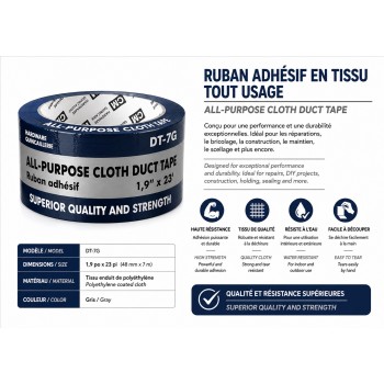 Ruban adhésif en toile tout usage DT-7G – 1,9 po x 23 pi