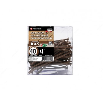 Reliable Vis à bois traité #10 × 4 po. Brun – 100 unités
