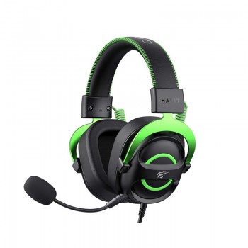 Havit H2002E Casque de jeu filaire réglable avec microphone détachable – Vert et noir