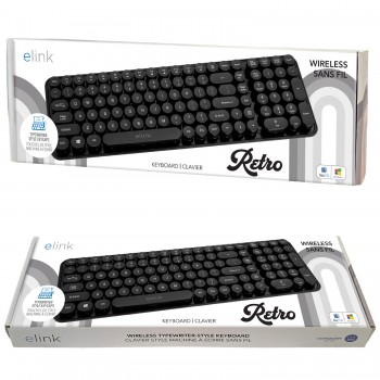 eLink Clavier Sans Fil Rétro Style Machine à Écrire – Clavier pleine taille