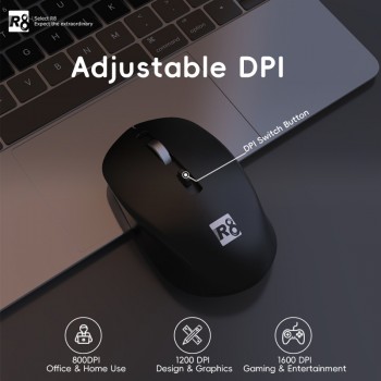 R8 G506 – Souris sans fil double mode 2,4 GHz et Bluetooth, batterie rechargeable – noire