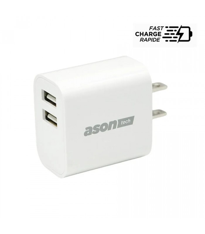 Ason Tech Chargeur mural USB à 2 ports - 5 V - 3,1 A - 15,5 W - Blanc Ason Tech Chargeur mural USB à 2 ports - 5 V - 3,1 A - 15,5 W - Blanc