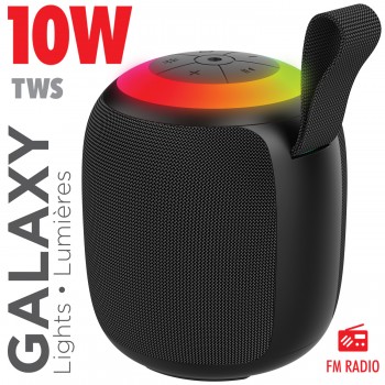 Escape Haut‑parleur sans fil 10W avec projection laser galaxie, radio FM et lumière RVB - Noir