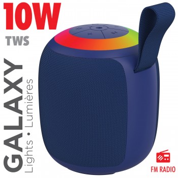 Escape Haut‑parleur sans fil 10W avec projection laser galaxie, radio FM et lumière RVB - BLEU