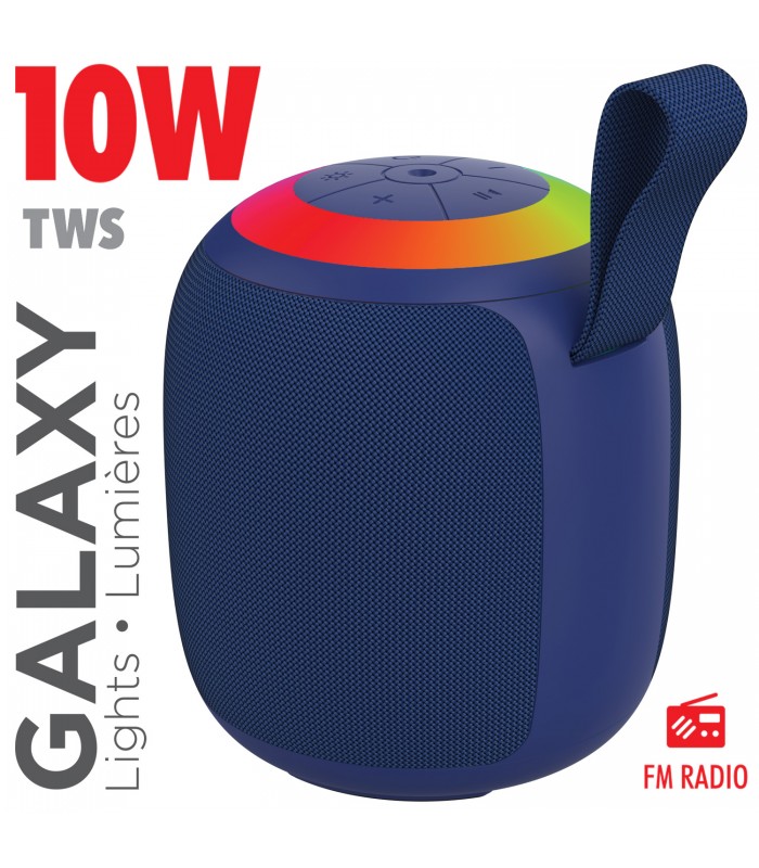 Escape Haut‑parleur sans fil 10W avec projection laser galaxie, radio FM et lumière RVB - BLEU