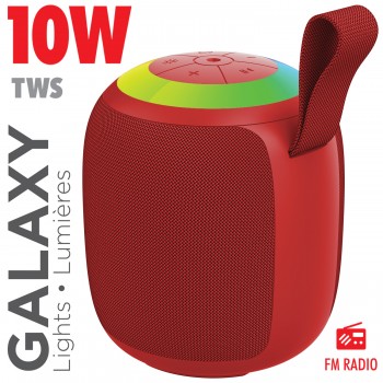 Escape Haut‑parleur sans fil 10W avec projection laser galaxie, radio FM et lumière RVB - Rouge