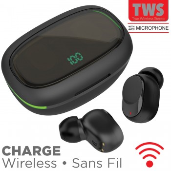 Escape Écouteurs TWS et étui de charge DEL a chargement sans fil