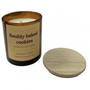 Bougie Parfumée Biscuits fraîchement cuits – Cire de Soja Naturelle