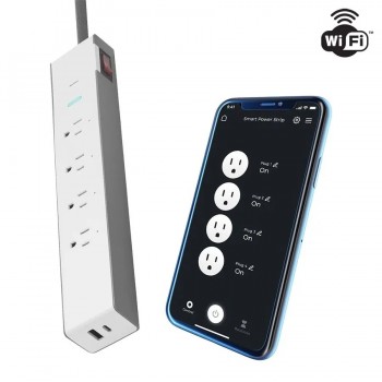 Globe Barre de surtension Wi-Fi à 4 prises et 2 ports USB/USB-C - 300 J - Blanc