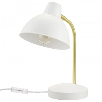 Lampe de bureau GLOBE Willow à tête pivotante - 38,1 cm - Blanc et or