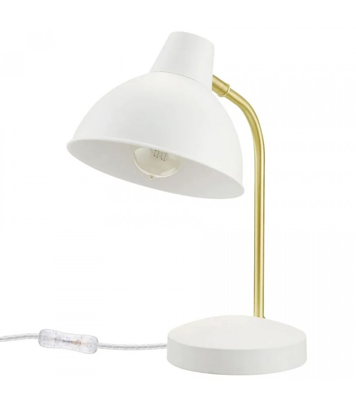 Lampe de bureau GLOBE Willow à tête pivotante - 38,1 cm - Blanc et or