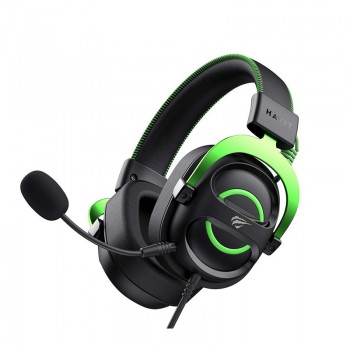 Havit H2002E Casque de jeu filaire réglable avec microphone détachable – Vert et noir