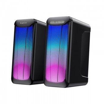 Havit SK755BT – Haut-parleur de jeu stéréo 2.0 avec éclairage RVB dynamique, entrée audio 3,5 mm et Bluetooth sans fil