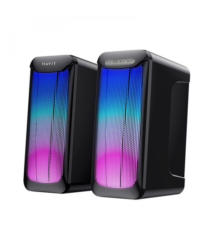 Havit SK755BT – Haut-parleur de jeu stéréo 2.0 avec éclairage RVB dynamique, entrée audio 3,5 mm et Bluetooth sans fil