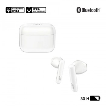 JVC Écouteurs boutons Bluetooth avec boîtier de charge - Blanc