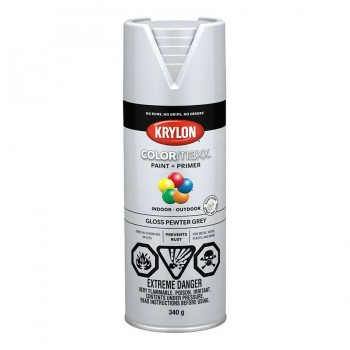 Peinture aérosol intérieur/extérieur KRYLON - 340 g - Gris étain lustré