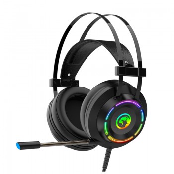 Marvo HG9062 Casque de jeu USB avec son surround 7.1, haut-parleurs de 50 mm, rétroéclairage RGB et microphone – Noir