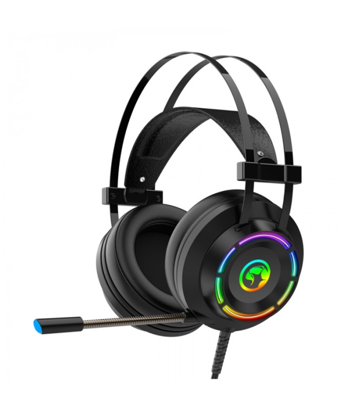 Marvo HG9062 Casque de jeu USB avec son surround 7.1, haut-parleurs de 50 mm, rétroéclairage RGB et microphone – Noir