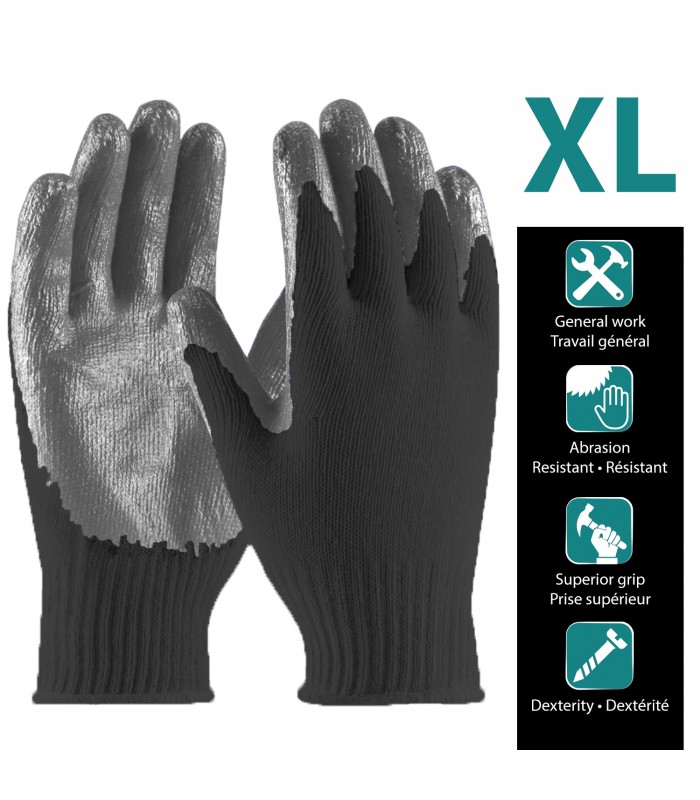 Mirage - Gants Travail Enduit Latex Noir TG