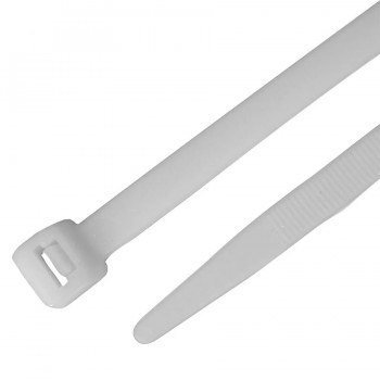 Attache autobloquante en nylon - 24 po. - Blanc - Paquet de 100
