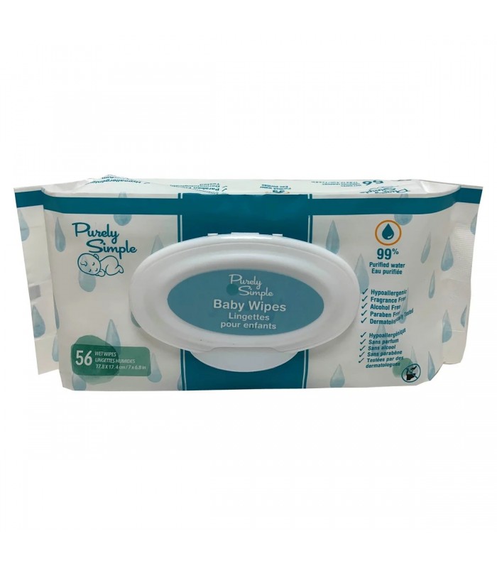 Purely Simple – Lingettes pour bébés, 17,8 × 17,4 cm - 56 lingettes Purely Simple – Lingettes pour bébés, 17,8 × 17,4 cm - 56 lingettes