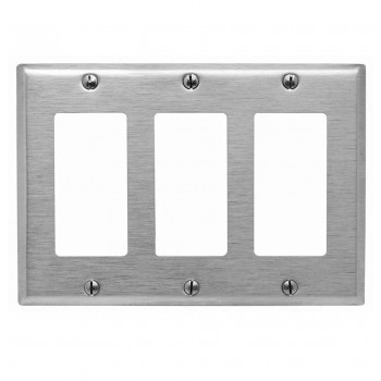 PureVolt Plaque murale Décora triple - Acier inoxydable
