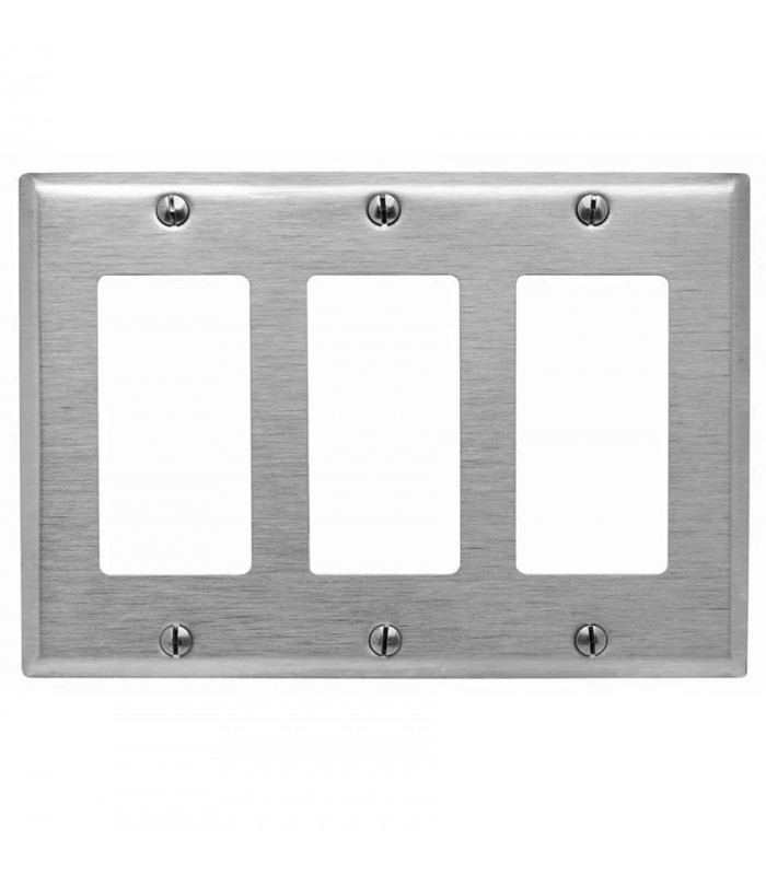 PureVolt Plaque murale Décora triple - Acier inoxydable