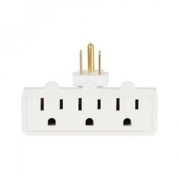 PureVolt Adaptateur mural pivotant à 3 prises - NEMA 5-15P - 125 V - 15 A - Blanc