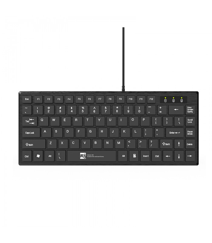 R8 1812 Clavier USB filaire compact ultra-mince à 83 touches – Noir