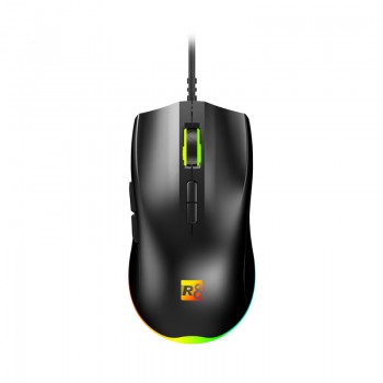 R8 G201 – Souris gaming filaire USB 2.0 avec éclairage RGB, 17 modes, 7 boutons, 7500 DPI – Noire