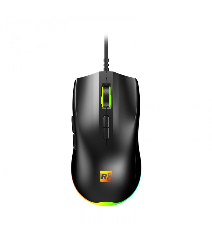 R8 G201 – Souris gaming filaire USB 2.0 avec éclairage RGB, 17 modes, 7 boutons, 7500 DPI – Noire