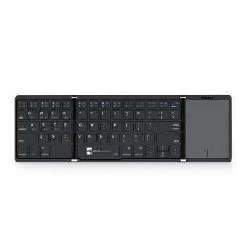 R8 GT302 Clavier portable Bluetooth sans fil pliable ultra-mince à 64 touches avec pavé tactile, interrupteurs à ciseaux et batterie rechargeable – Noir
