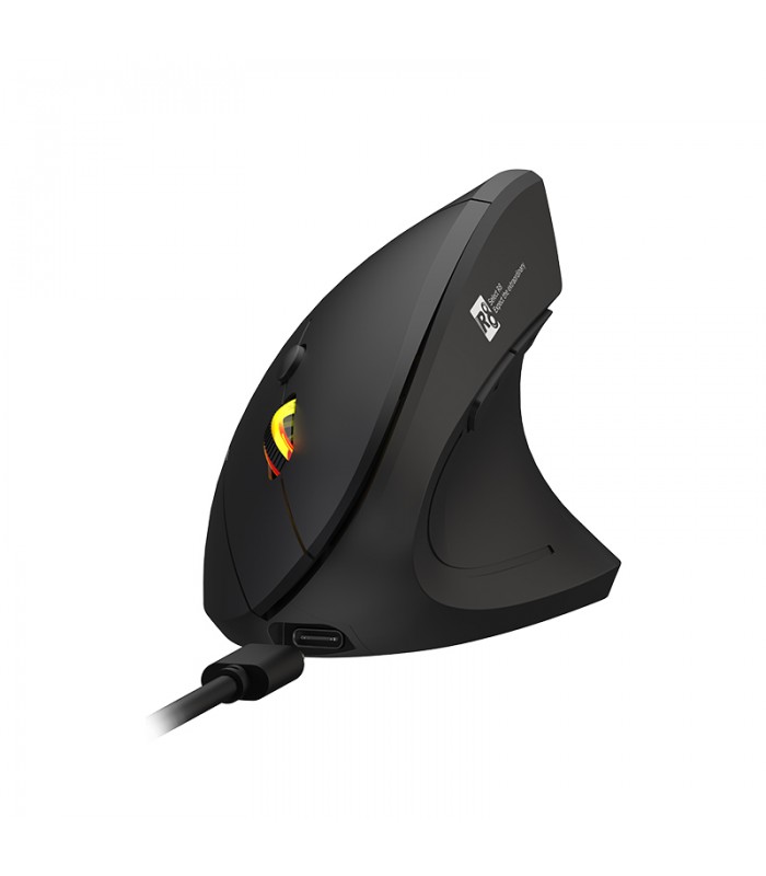 R8 X3 Souris sans fil verticale double mode 2,4 GHz + Bluetooth – Noire