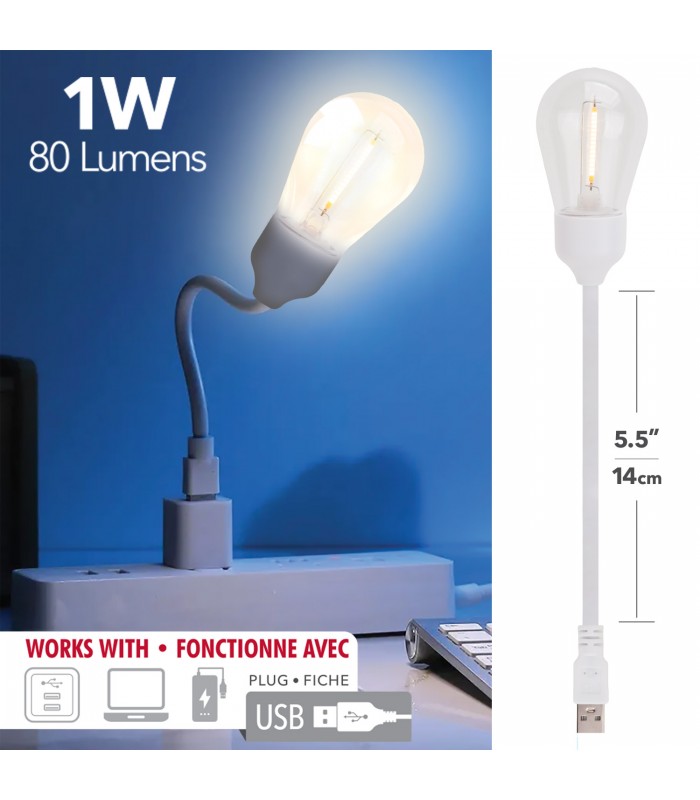RCA Ampoule DEL vintage flexible alimentée par USB