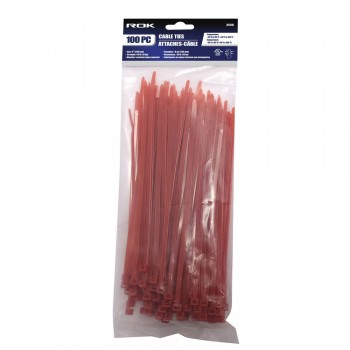 ROK Attaches-câbles rouges 200mm – Paquet de 100