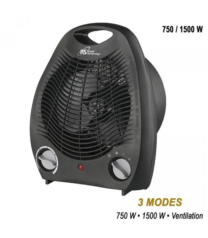 Radiateur portatif ROYAL SOVEREIGN à ventilateur - 750/1500 W - Noir Radiateur portatif ROYAL SOVEREIGN à ventilateur - 750/1500 W - Noir
