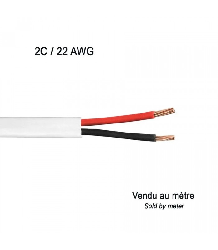 Câble de fils multibrins 2/22 AWG cuivre étamé - CMR - Blanc - Vendu au mètre Câble de fils multibrins 2/22 AWG cuivre étamé - CMR - Blanc - Vendu au mètre