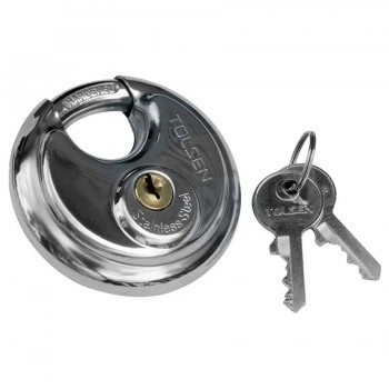 Cadenas rond TOLSEN en acier inoxydable avec 2 clés - 70 mm