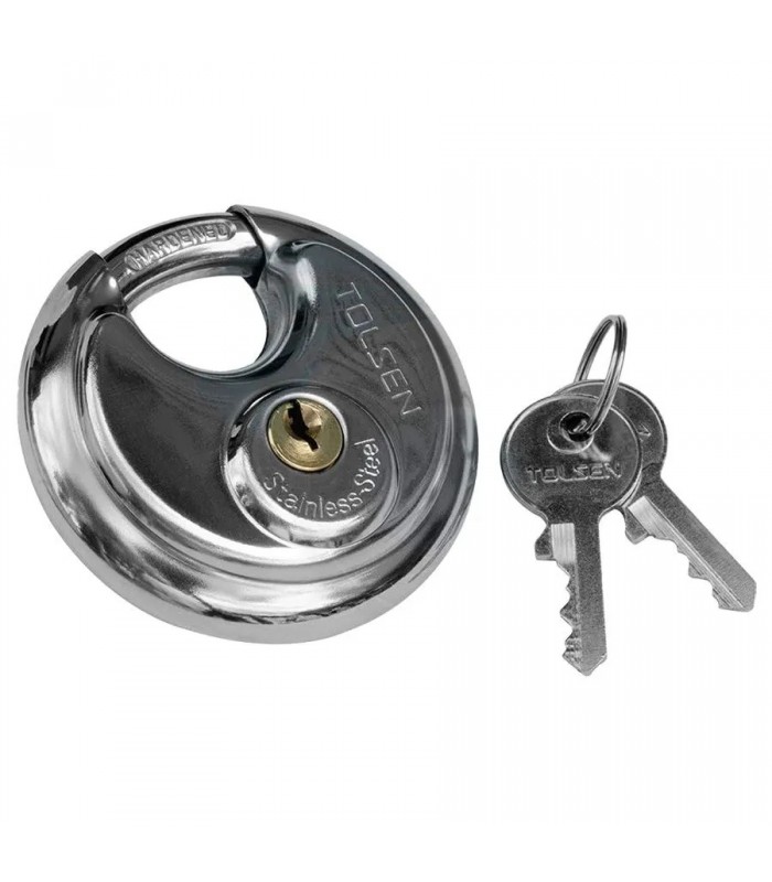 Cadenas rond TOLSEN en acier inoxydable avec 2 clés - 70 mm Cadenas rond TOLSEN en acier inoxydable avec 2 clés - 70 mm