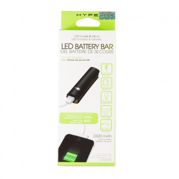 Hype USB Battery Charger 2600 mAh with LED Flashlight