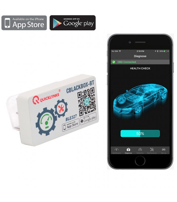 Lecteur de codes ODBII de diagnostic Quicklynks OBD2 Bluetooth pour Android & iPhone