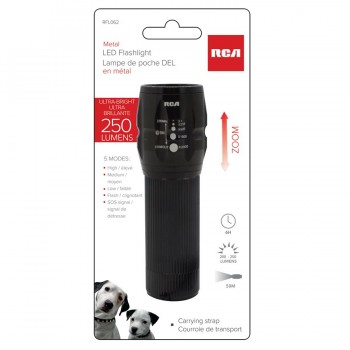 RCA LED Tactical flashlight with Zoom 250 Lumen