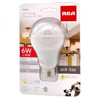 RCA 6W LED A19 Light Bulb Warm White 40W Equivalent
